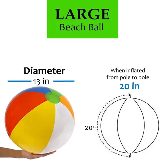 4E's Novelty HUGE Beach Balls 3 Pack Large Inflatable Beach Balls &ndash; 20" Classic Rainbow Pool Balls for Swimming Pool {4}