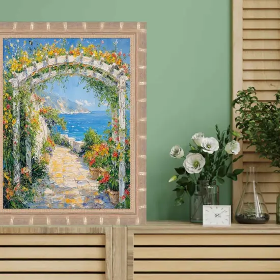 Boho Silver Bamboo Wood Picture Frame 26x26 frame {5}