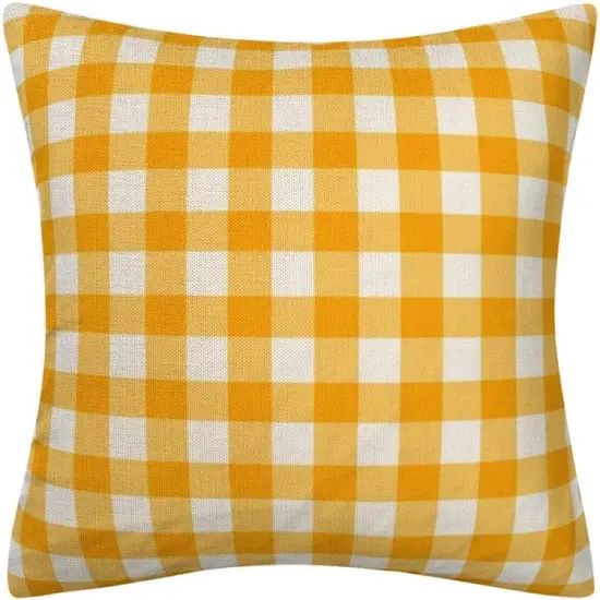Yellow and White Buffalo Check Plaid Throw Pillow Cover Farmhouse Decorative Throw Pillow Case Indoor Outdoor Cushion Cover Pillowcase for Sofa 18 x 18 Inch Set of 2 {2}