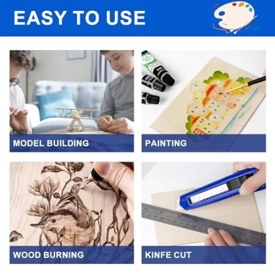 3 Pack Basswood Sheets 1/8"x12"x12", 3mm Basswood for Laser Cutting and Engraving,Thin Plywood Board Unfinished Wood for Crafts, DIY Ornaments and Architectural Model, Wood Burning. {6}