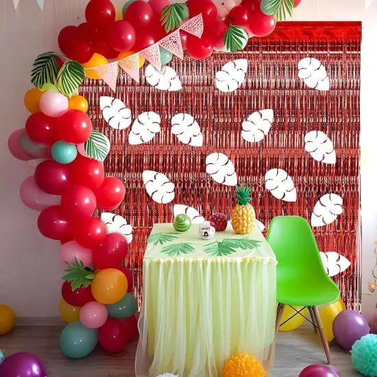 2 Pcs Cartoon Birthday Party Decorations Red Tinsel Foil {4}
