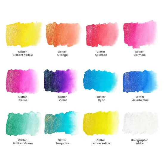 SoHo Urban Artist Glitter Bomb Watercolor Paints - 12 Glitter Watercolor Paint Colors, Semi-Moist, Ultra-Sparkly for Shimmering Mixed-Media Art & Journaling {3}