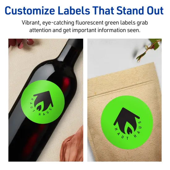 Avery Neon Green Paper Labels, 3.5" Diameter Round {3}