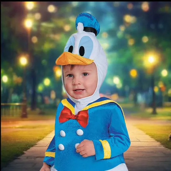 Boys Donald Duck Costume With Soft Hood And Signature Sailor Jumpsuit Infant Fits 12-18 Months {2}