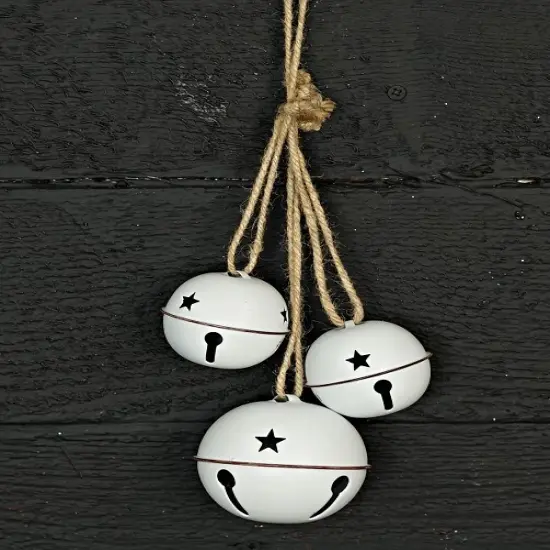 White Metal Jingle Bell Cluster with Rope &ndash; Rustic Farmhouse Christmas Door Hanger {3}
