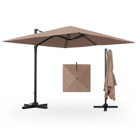Aluminum 9.5 Feet Square Patio Cantilever Umbrella with 360&deg; Rotation & Tilt Adjustment Navy {9}