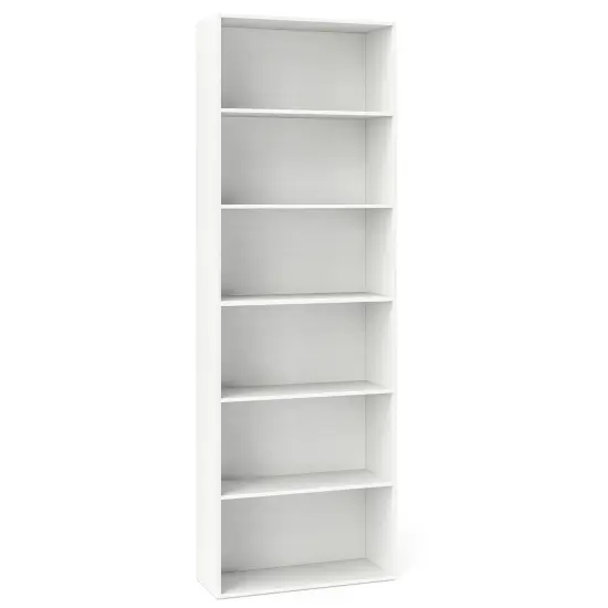 6-Tier Bookcase with 6 Open Shelves and Anti-Toppling Kits White {1}