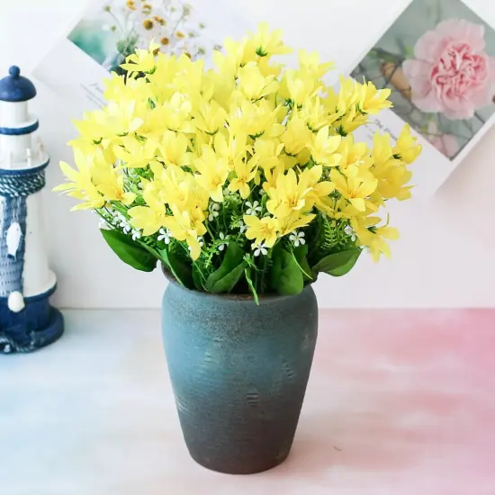 20 Heads Artificial Mini Orchid Outdoor Flower Plant Home Decor Yellow {1}