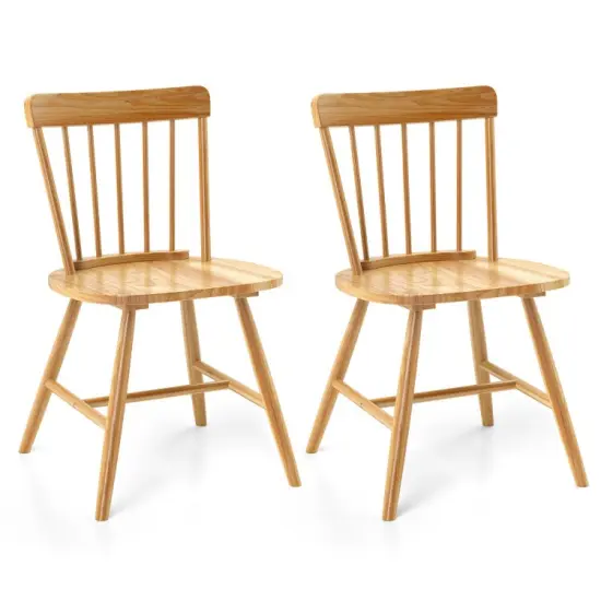 Farmhouse Kitchen Chair Set of 2 with Rubber Wood Frame, Classic Design, Comfortable Seating Natural {8}