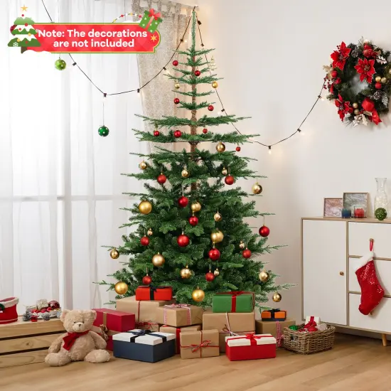 7 Feet Hinged Artificial Pre-lit Christmas Tree with 1303 Branch Tips {2}