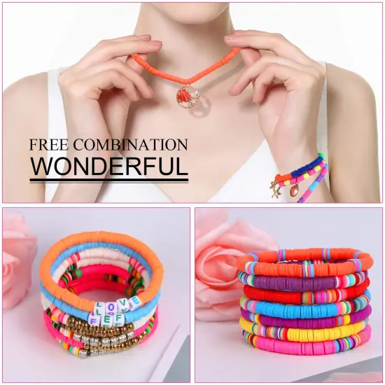 Clay Beads, 6700 Pcs Clay Beads for Bracelets Making Include Alphabet Letter Beads Round Heishi Jewelry Making Beads Flat Beads for Bracelets Making {2}