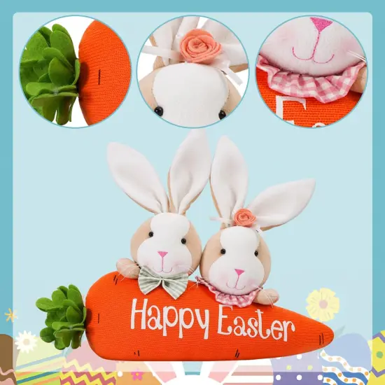 Easter Decorations Happy Easter Bunny Ornaments Figurine Handmade Table Spring Home D&eacute;cor Cute Rabbit Tabletop Farmhouse Gifts Office Party Supply {4}