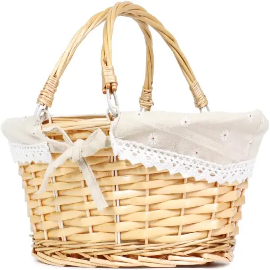 Wicker Gift Baskets Empty Oval Willow Woven Picnic Cheap Easter Candy Storage Wine Basket with Handle Egg Gathering Wedding Basket (Natural) {2}