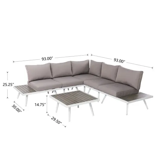 Outdoor Aluminum Sectional Sofa Set with Cushions {4}