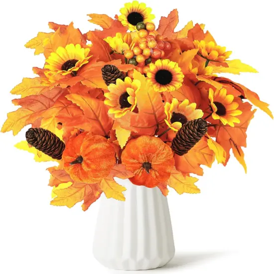 2PCS Fall Artificial Flowers Decoration - Brown {1}