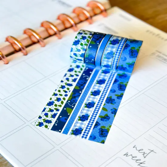 Blueberries Blue Summer Washi Tape Set July 2025 - W136 {5}