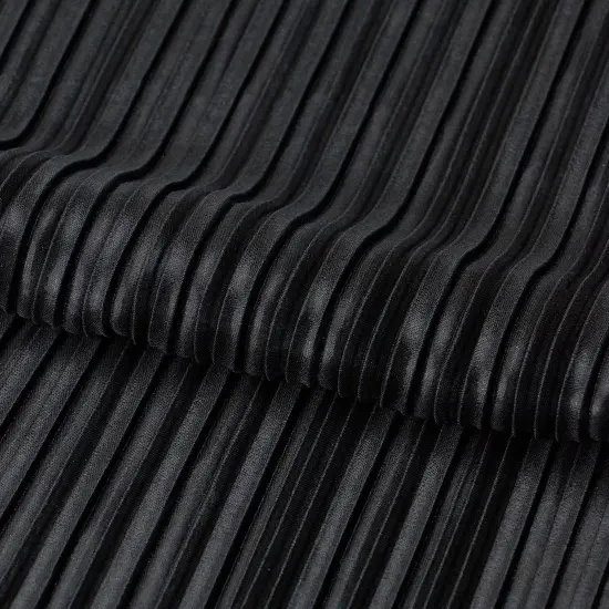 1 Yard Titanium Pleated Polyester Fabric 36" x 60" Length by Width Black/Black {1}