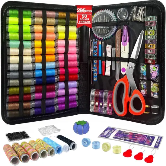 Sewing Kit for Adults, 50 Color Sewing Thread Kit, 295PCS Sewing Accessories {1}