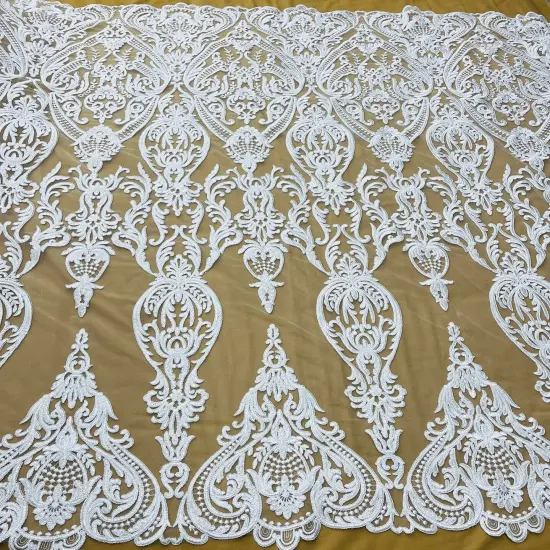 1 Yard Corded Bridal Lace Fabric, Embroidered on 100% Polyester Net Mesh, 52" Width,Elegant Fabrication for Gowns & D&eacute;cor Gold {2}