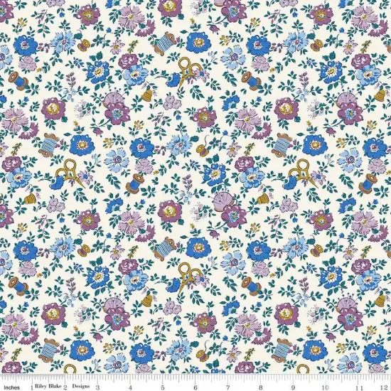 Liberty Tudor Celebration Haberdashery Floral 01667443A 44"/45" Fabric Per Yard {1}
