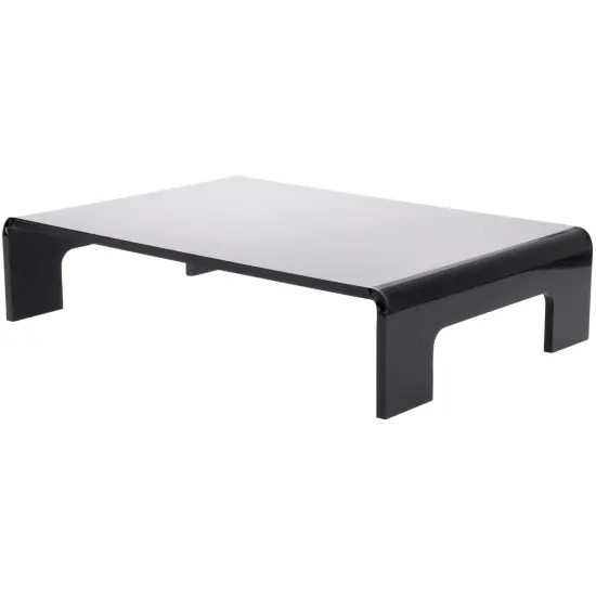 Plymor Black Acrylic Display Riser with Tray Handles, 4" H x 18" W x 12" D (3/8" thick) {1}