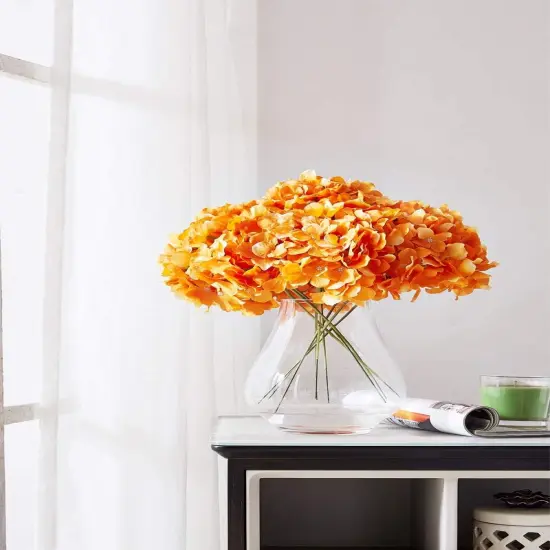 Orange Hydrangea Silk Flower 10 Heads Artificial Hydrangea {3}