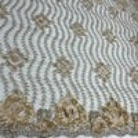 1 Yard Black Beaded 3D Floral Lace Fabric, Embroidered Mesh on 100% Polyester, 48" Wide Champagne {5}