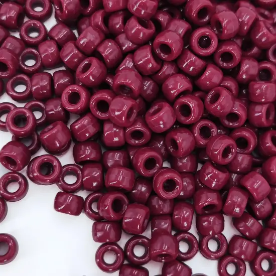 MIIIM 1200PCS 6x9mm Maroon Pony Beads Bulk, Kandi Beads for Bracelets Making Kit, Hair Braids Crafts for Jewelry Making (Maroon) {1}