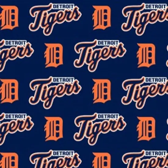 Licensed MLB Detroit Tigers Navy/Orange Cotton 6640-B Fabric by the Yard {1}