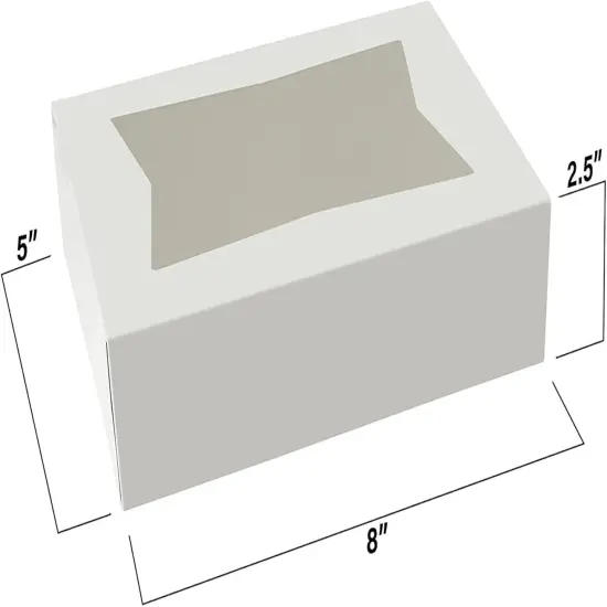 Cupcake Boxes 8" x 5.75" x 2.5" - Auto Pop-Up Bakery Boxes with Window (Pack of 25) - Made in the USA {2}