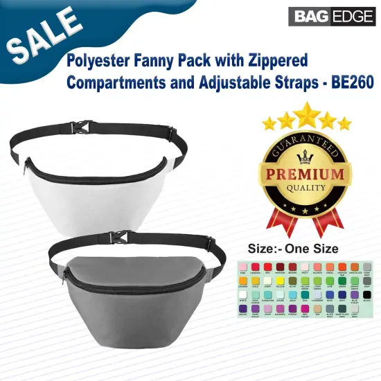 BAGedge&reg; Polyester Fanny Pack with Zippered Compartments and Adjustable Straps {3}