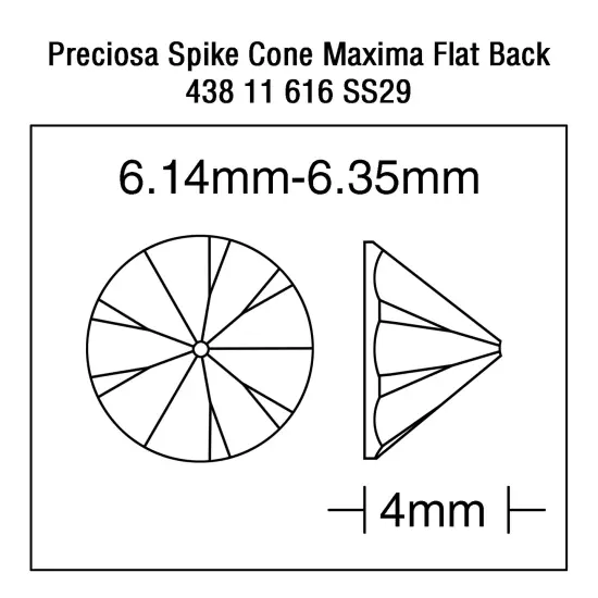 Preciosa MAXIMA SS29 Czech Glass Hotfix Spike Cone 12 Pieces Crystal AB {7}