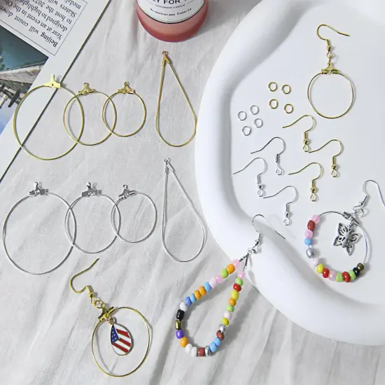 XKCWXY 483Pcs Earring Making Kit with Beading Hoop Earring Finding Component Accessories,Earring Hooks,Jump Rings,Earring Backs for Jewelry Making DIY Craft {5}
