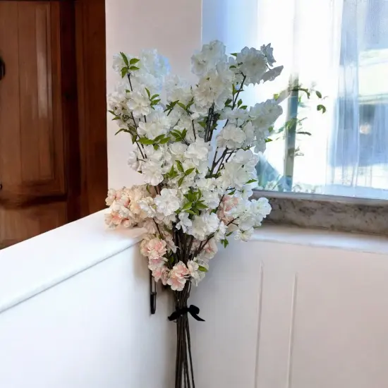 30.5" Faux Peach Blossom Bundle &ndash; 10 Artificial Stems for Vases, Floral Centerpieces & Wedding Decor-ZBB685-WH/PE {4}