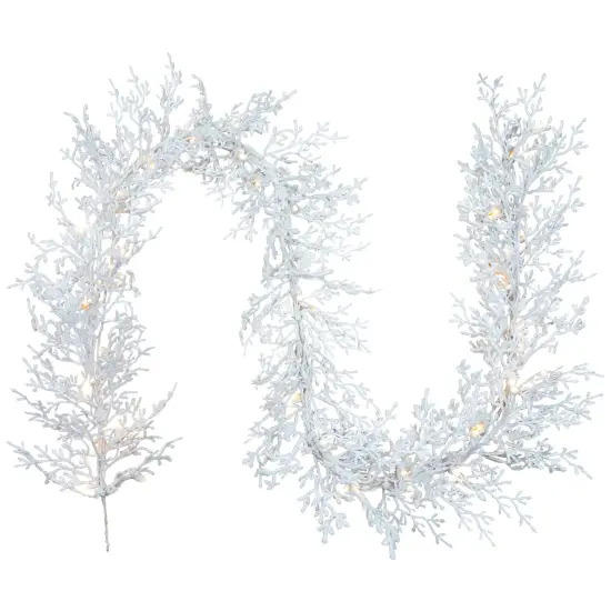 Northlight Pre-Lit Flocked Twig Artificial Christmas Garland - 9' x 14" - LED Warm White Lights {3}