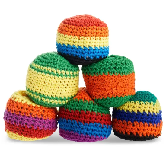 6 Pack Knitted Juggling Sacks - Soft Foot Bag Balls for Adults, Party Favors, Soccer Training (6 Designs, 2.5 x 2 x 1.5 In) {1}