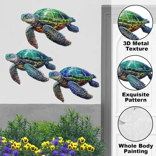 3Pcs Metal Summer Turtle Sea Wall Decor {3}