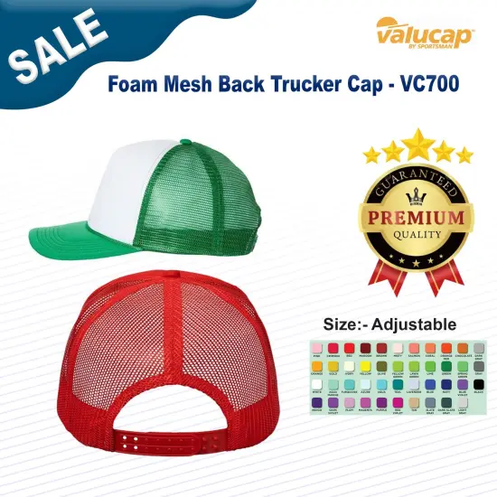 Valucap&reg; Foam Mesh Back Trucker Cap White/ Baby Blue {3}