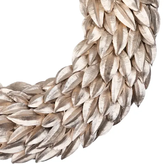 Northlight Champagne Gold Budding Leaves Glitter Christmas Wreath - 12" - Unlit {5}