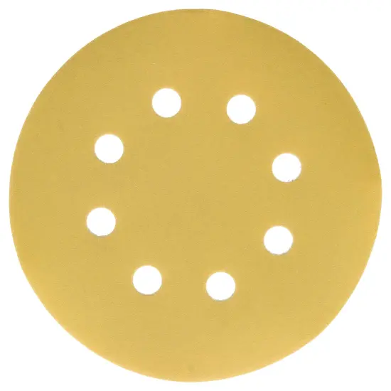 500 Grit - 5" Gold DA Sanding Discs - 8-Hole Pattern Hook and Loop - Box of 50 {2}
