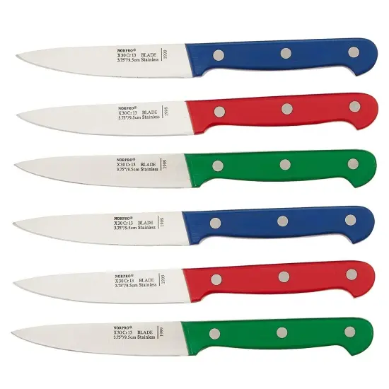 Norpro Stainless Steel Blade Heavy Duty Handle 3pc Garnishing / Paring Knife Set {5}