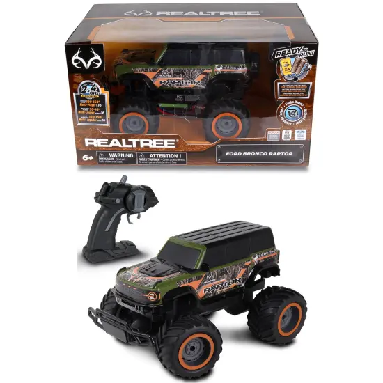 RealTree: RTR RC - Ford Bronco Raptor - Green-Orange-Camo - 2.4 Ghz High Performance for Donuts & Wheelies, Turbo Boost, Radio Controlled Vehicle {7}