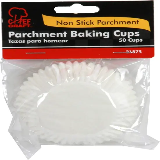 Chef Craft Non-Stick White Parchment Paper Cupcake Liners, Standard Size Baking Cups - 50 Count {3}