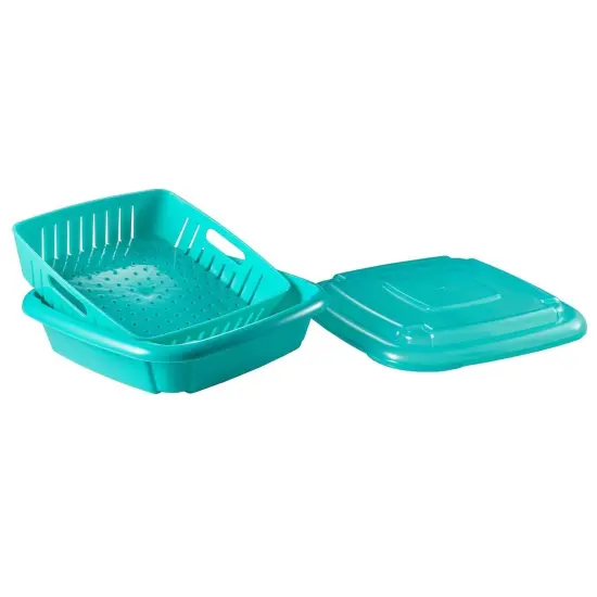 Hutzler 3-in-1 Bitty Box Berry Keeper, Berry Colander & Saver Container, 9oz / 1 Cup Capacity Turquoise {1}