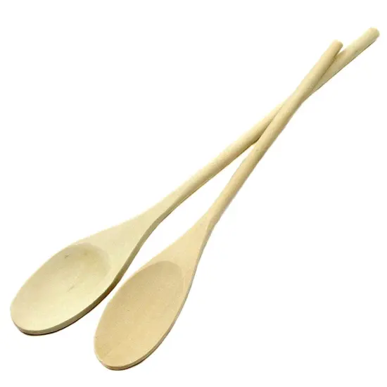 Chef Craft 2pc Solid Maple 12" & 14" Long Wooden Kitchen Mixing Spoon Set {1}