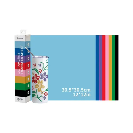 Craft Express 8 Pack 12" x 12" Solid Color Assorted Sublimation Transfer Sheets Blue Transfer {3}