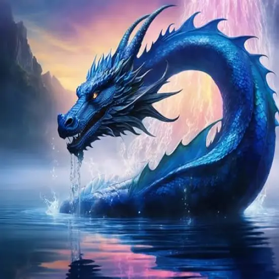 Purple Sky Dragon in water Edible Icing Sheets- Assorted Image Cake Toppers-Frosting Sheets- Cookies- Cupcake Toppers for 1/4 Sheet Cake or Larger {1}