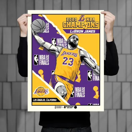 Phenom Gallery Los Angeles Lakers 2020 NBA Champions LeBron James 18" x 24" Deluxe Framed Serigraph {2}