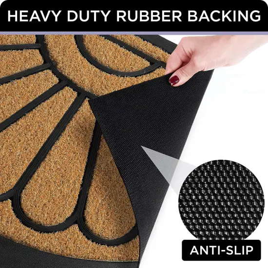 Front Door Mat - Low Pile Front Door Mat Outside Entrance - Muddy Dirt Trapping Welcome Matt Outdoor - Rubber Backing Anti Slip Indoor Doormat Entrance, 30" x 17", Bright Yellow {4}