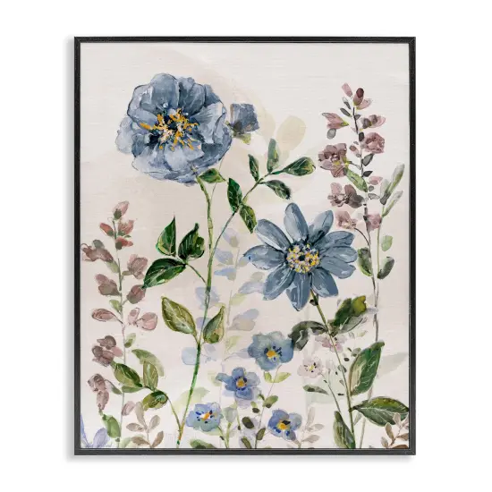 Stupell Industries Blushing Blue Garden Flowers Framed Giclee By Sally Swatland {1}